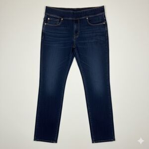 Investments Dark Blue Pull On Straight Leg Jeans Size L #103